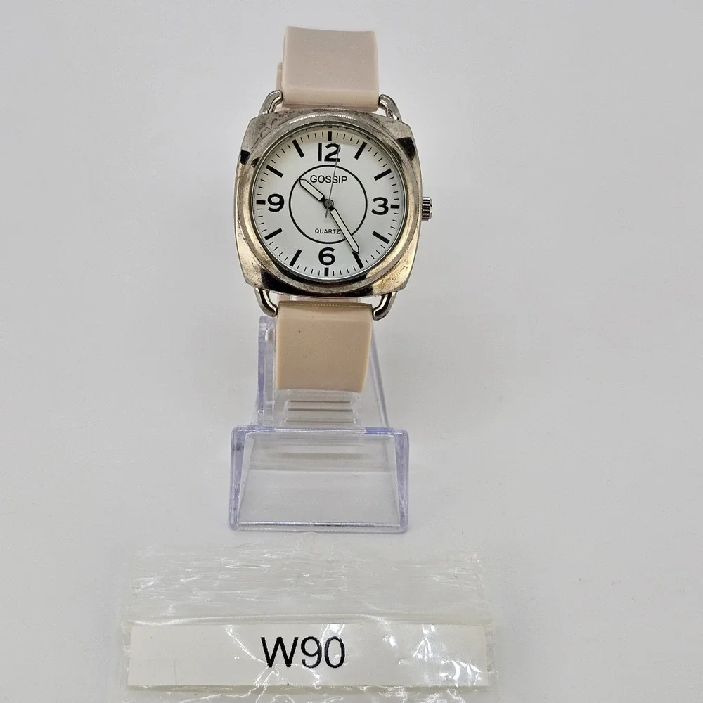Gossip Women's Analog Watch 38MM White Dial Cream Plastic Bands NEW Battery